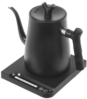 RjcdOPL Bouilloire à Col de Cygne 1L, Bouilloire Électrique Inox à Long Bec, Contrôle Température 7 Positions, 1000 W, Anti-séchage, Design Moderne, Idéale pour Café et Thé (Noir)