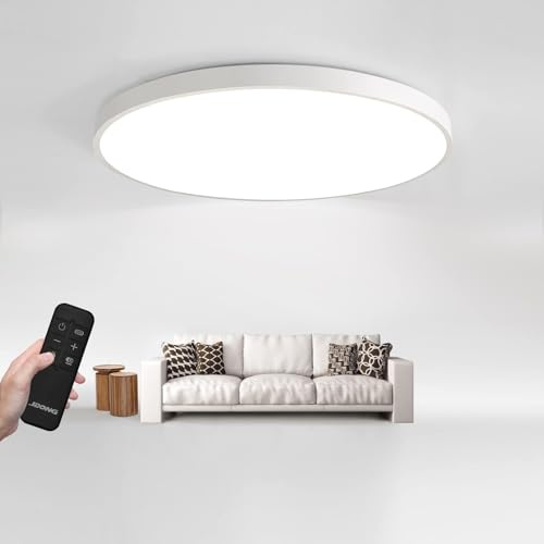JDONG 80W Led Deckenleuchte Dimmbar 3000K-6000K Rund Flach Deckenlampe | mit Fernbedienung Wohnzimmerlampe Modern ultradünn Leuchte für Wohnzimmer, Schlafzimmer Esszimmer Büro Ø70*5CM