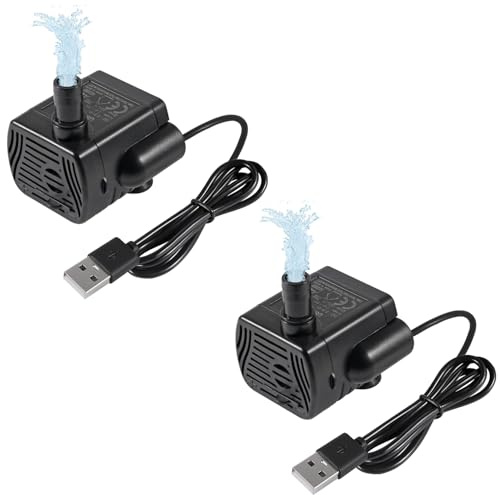 ALAMSCN 2PCS USB Submersible Water Pump DC 3.5-9V 3W 200L/H USB Mini Water Pump for Aquarium Fish Tank Pond Hydroponics