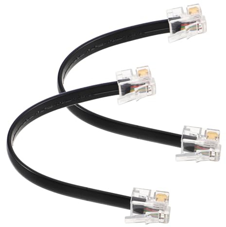 Didiseaon 2PCS Core Short Flat Telephone Cable Durable and Reliable Male to Male Connection for Phone Adsl and Cable Routers Easy Installation and Space Saving Design