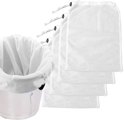 4 Stück Auffangbeutel Ersatz Netz - Filterbeutel Siebbeutel, 40 * 46cm Pressbeutel Brew Bag Nylon Braubeutel Hopfenfilter Bier Weiss Presssack Filtertuch Auspresstuch Passiertuch Wiederverwendbar