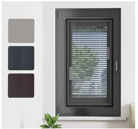 XILYZMO Magnetic Control Control Lifting Privacy Blinds, Cordless Blinds With 5mmSingle Glass, Aluminum Frame Venetian Sunshade Direct Installation For Home Office Skylight