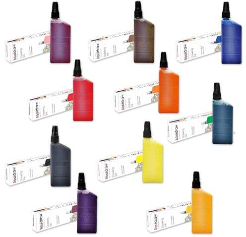 Liquidraw Technical Pen Encre à dessin étanche 25 ml Couleurs assorties (compatible avec les stylos Isographe Rotring) (10 couleurs assorties)
