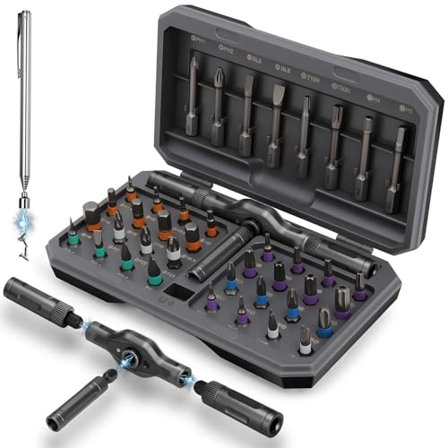 KELIN Magnetic Ratchet Screwdriver Set, 43 in 1 T Handle Ratchet Screwdriver Kits with S2 Steel Bits, Ratcheting Screwdriver for Home Daily Repair, DIY Projects, Ideal Gift for Men Husband