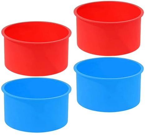 FUNNETOYU 4 pièces Lot de Moules à Gâteau Silicone Antiadhésifs pour Pâtisserie DIY Moules Ronds pour Cheese Cake et Donuts Couleur Bleu et Rouge Faciles à Démouler Nettoyer