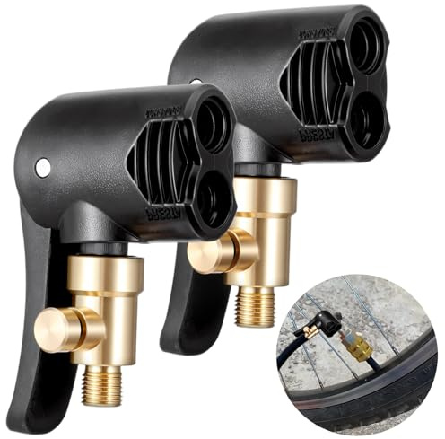 FdcZeyxior Französisches Ventil Adapter, 2 Stück Autoventil Adapter Autoventil Hebelstecker Messing Fahrradventil Reifenventil Valve Ventilwerkzeuge Für Fahrräder, Motorräder, Autos, Schwarz
