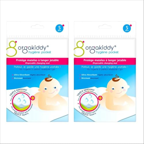Hygiène Pocket – Protège Matelas à Langer Jetable – Ultra Absorbant & Résistant – Triple Épaisseur – Sans BPA ni PVC – Format 46x68 cm – Pour Bébé dès la Naissance – Lot de 2X5 pièces