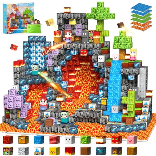 iKidiki 200 Piezas Bloques Magneticos Construccion Niños, Juguetes Niño Niña 3 4 5 6 Años Piezas Magneticas Niños Cubos Magneticos Bloques Regalo Niño 3-6 Años Juego magnético Stem
