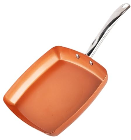 Licsaliwe Fyrkantig non-stick stekpanna, induktionsstekpanna med handtag i rostfritt stål, ugns- och diskmaskinssäker/9,5 tum