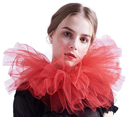 BLESSUME Viktorianische Rüsche Kragen Renaissance Mesh Clown Kragen Geschichtet Halskrause für Halloween, Karneval