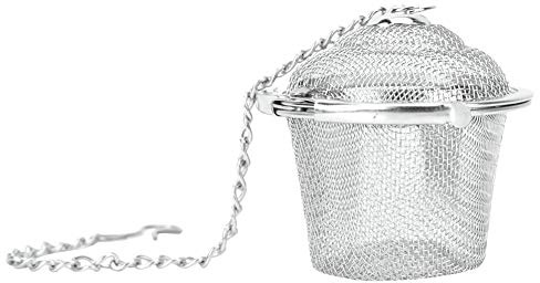TOPINCN Reusable Coffee Tea Infusing Mesh Brewing Basket Stainless Steel Tea Strainer Mesh Ball Herbal Spice Filter Soup Infuser with Chain(M)