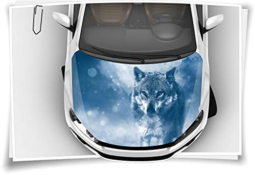 Medianlux Motorhaube Auto-Aufkleber Wolf Wald Wildnis Nebel Berge Steinschlag-Schutz-Folie Airbrush Tuning Car-Wrapping Luftkanalfolie Digitaldruck Folierung