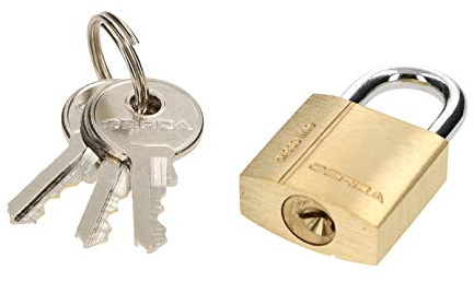 KOTARBAU® Lucchetto universale per tenda in ottone, 20 mm, con staffa allungata, lucchetto antieffrazione, lucchetto massiccio temprato