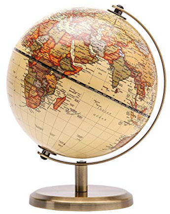 Annova Antique Globe Dia 5.5-inch / 14CM - Educational/Geographic/Modern Desktop Decoration - Stainless Steel Arc and Base - for School, Home, and Office (Antique 5.5“) (Brown-1)