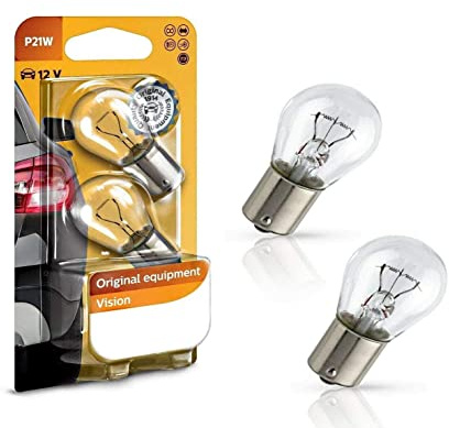 2x Philips Vision P21W 12V 12498B2 Weiß Ersatz Halogen Birne für Tagfahrlicht Rücklicht Bremslicht Hecklicht Blinker E-geprüft