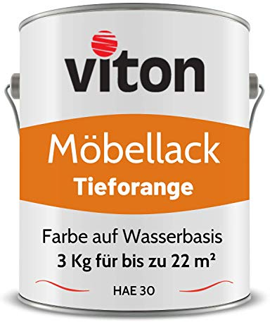 Viton Möbellack - 3 Kg (2,5 L) - Seidenmatt Orange - Möbelfarbe auf Wasserbasis - RAL 2011 Tieforange