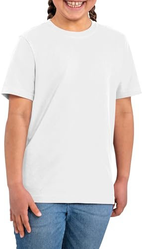 HRM T-Shirt Col Rond Enfant Luxury, Blanc, Taille 128 I T-Shirt Garçon et Fille Col Rond, Commerce Équitable, 160 g/m² I 100% Coton Bio