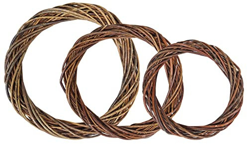 3 PCS Easter Wreath Making Set,Natural Grapevine Wreaths Vine Branch Hoop Wreaths for DIY Craft Front Door Wall Hanging, Rattan Wreath for Easter Wedding Halloween Christmas Party Decoration