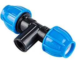PE Fitting Verschraubung für PE Rohr 32mm 25mm 20mm-Kunststoff PP winkel T stück Adapter Wasserrohr Trinkwasser kupplung (T-Stück mit IG, 20-1/2)