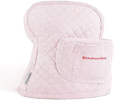 KitchenAid Verstellbares Tickband Standmixer-Hülle mit Aufbewahrungstasche, gesteppt, 100% Baumwolle, Hibiskusrosa, 14.4 x 18 x 10
