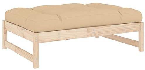 vidaXL Gartenhocker, Sitzhocker mit Kissen Latten-Design, Modular Holz Hocker für Garten Terrasse, Fußhocker Gartenmöbel, Massivholz Kiefer