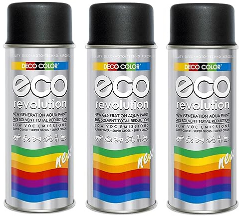 Fahrzeugteile Hoffmann 3er Sparpack Deco Color ECO Lackspray glänzend oder matt 400ml nach RAL (3 Dosen ECO RAL 9005 Schwarz Matt)