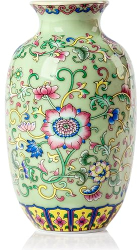 Qinlang 15,2 cm kleine grüne Blumenvase für Heimdekoration, Keramikvase für Blumen – Blumenstraußvase