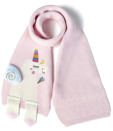 BEARUN Kids Winter Scarf Toddler Girls Cute Knit Scarf Baby Warm Scarves Neck Warmer Pink