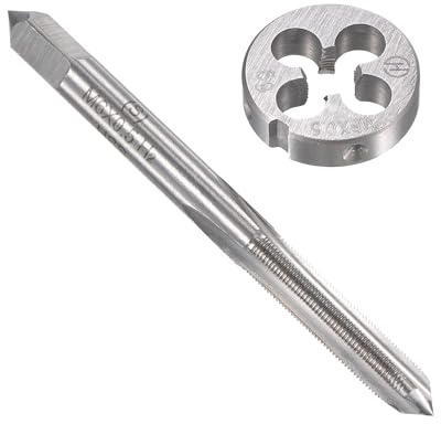 Unifizz M6 x 0,5 mm metrisches Gewindeschneider-Set, Maschinengewindebohrer mit rundem Gewindeschneider, Gewindebohrer und Schneideisen-Set für Mutterschrauben, Bolzen, Gewindereparatur