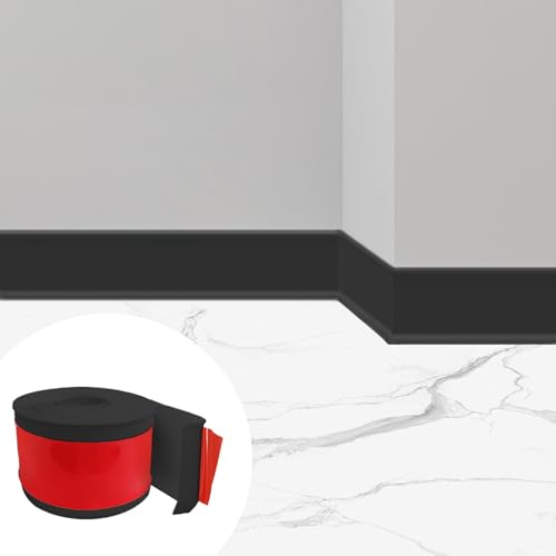 Weichsockelleiste Selbstklebend 10m, PVC Sockelleiste Selbstklebend Breite 10cm, Übergangsschiene Bodenleisten, Flexible Skirting Board Trim für Küche, Bad und Wohnzimmer (Schwarz)