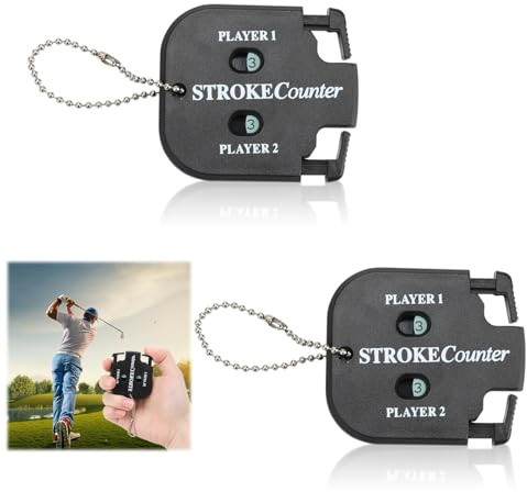 2Pcs Contador de Golpes de Golf Cuenta Digital de Golpes para Golf con Cadena, Indicador de Puntuació, Ligero y Portátil, Material ABS, Golf Accesorios para Juegos De Pelota (5,5 x 4,9 cm, Negro)