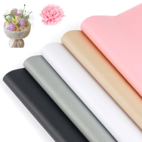 200 Blatt Seidenpapier, 20 x 29 cm, in 5 Farben – Schwarz, Weiß, Rosa, für DIY, Dekoration und kreative Hobbys