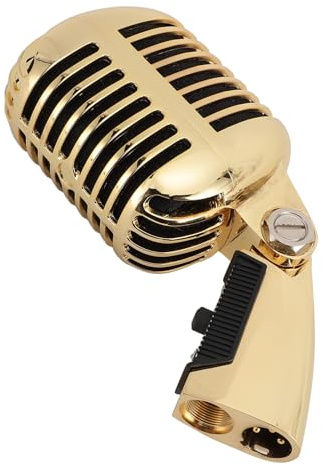 Klassisches Dynamisches Retro-Gesangsmikrofon, Nieren-Richtmikrofon Im Alten Vintage-Stil mit Selbstspannendem, Drehbarem Gestell für Live-Auftritte, Studio (goldene Farbe)