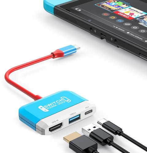 RREAKA Switch Dock for Nintendo Switch OLED, 3 in 1 Switch TV Adapter with 4K HDMI, USB 3.0 Port, Type C 100W Charging, Portable Switch Docking Station Travel, for Samsung Dex S24, MacBook