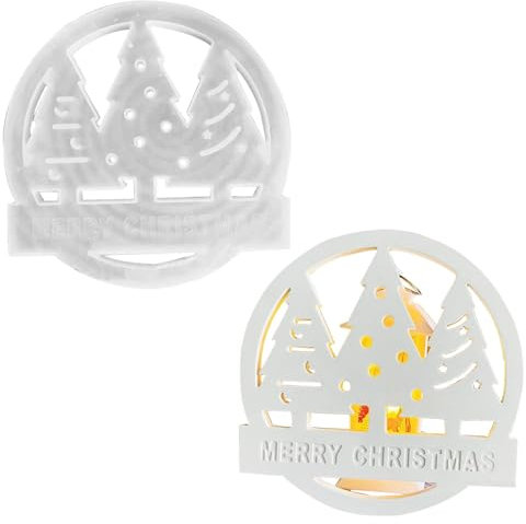 Weihnachts-Silikonformen, Weihnachtsbaum-Silikon-Süßigkeiten-Schokoladenformen, 2-teilige Weihnachtsornament-Form, Silikon-Weihnachtskerzenformen, Weihnachtsornamente, runde Anhänger-Gussformen
