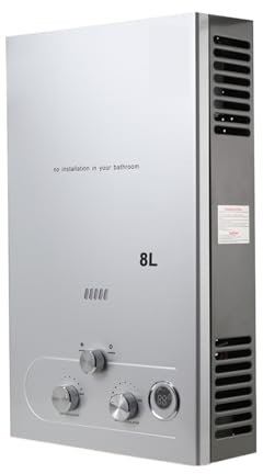 Scaldabagno istantaneo, Scaldabagno A Gas Propano Senza Serbatoio 8L 16KW GPL Riscaldatore Di Acqua Calda Istantanea Caldaia Display A LED Campeggio Esterna Con Kit Soffione Doccia per cucina e bagno