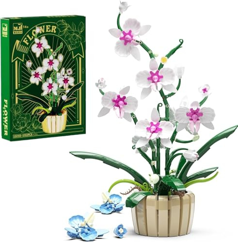 TOY PLAYER Ideas Orchidee Blumen Spielzeug Klemmbausteine Pflanzen Bausteine,Erhältlich in Zwei Farben Kompatibel Mit Generische Marke Blumen deko Geschenk für Erwachsene und ab 14+ 1192PCS