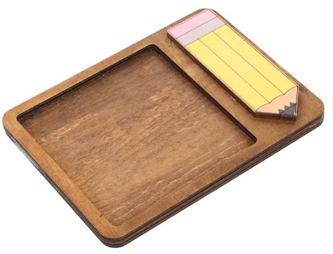 HYTROVE Holz Memo Paper Organizer Kompakt Robust Stabil Memo Notizblock Halterung Schreibtisch Zubehör Aufbewahrung Praktischer Notizzettelhalter Holz Oberfläche Schonend