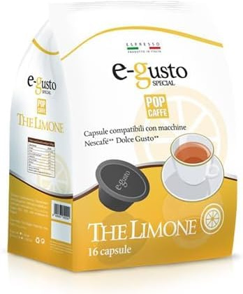 64 Capsule Caffé compatibile con Nescafè Dolce Gusto POP CAFFE E-GUSTO THE LIMONE Solubile per Macchine Nescafé a capsule compatibile con Dolce Gusto – Tè Limone