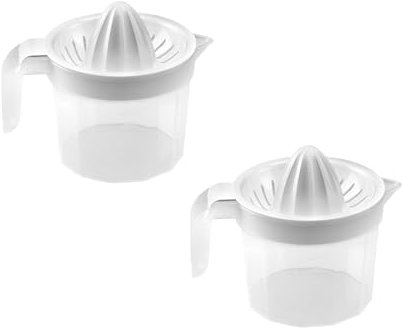 Lemon Squeezer Hand Press Juicer Premium Multifunctional BPA Free Citrus Juicer Classic Design Straining Filter with Jar 500ml (White-X2)