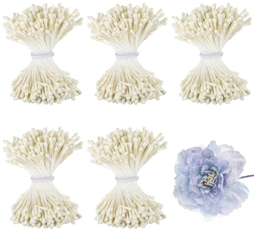 XRXYMQ Blütenstempel 1750 Stück Cremefarben Doppelkopf DIY Bastelset | Blütenstempel mit Doppelkopf, flexibel und formbar, ideal für DIY Blumen, Sträuße, Scrapbooking und kreative Bastelarbeiten
