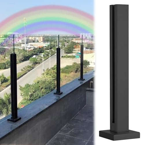 Poteau Garde Corps Verre Poteaux De Garde-corps En Verre Noir, Kit De Balustrade En Verre Pour Extérieur/balcon/terrasse/sol De Piscine, Hauteur 30, 50, 60, 90, 100, 120, 140, 150 Cm(End post,H 1250mm