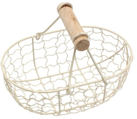 TOPBATHY Vintage Wire Basket Cream Metal Storage Basket for Fruits Vegetables and Bread Ideal Decorative Kitchen Organizer 18 X 12 X 6.5 Cm