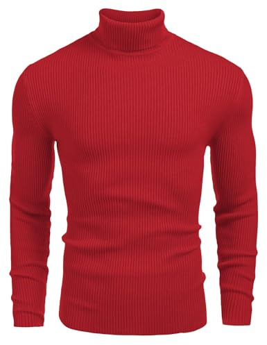 COOFANDY Pull à Col Roulé pour Homme Coupe Slim Pull en Maille Fine Col Roulé Casual Basic Pull pour Homme
