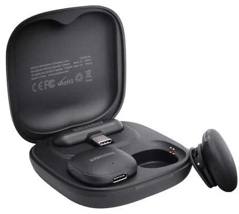 ANDYCINE MC Microfono lavalier wireless compatibile con iPhone 15, 16, 17/Android/PC/laptop, microfono lavalier con connettore USB-C e cancellazione del rumore AI