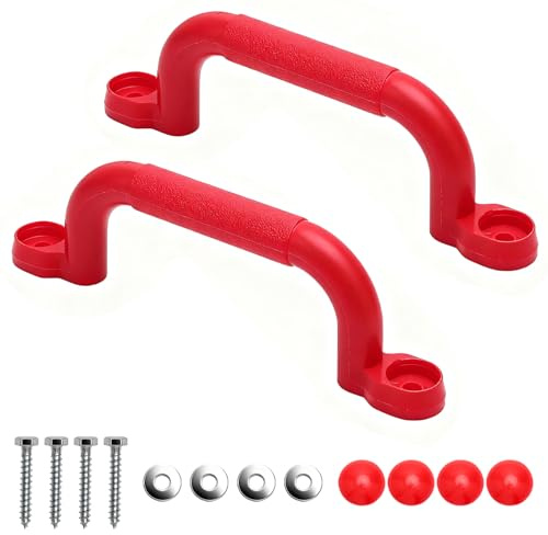 VOSSOT 2 Asas de Escalada para Torre de Juegos, Agarraderas de Seguridad de Plástico, Agarraderas Robustas para Niños para Interior Y Exterior, para Juegos, árboles, Estructuras para Trepar (Rojo)