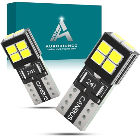 AURORIONCG 2PCS T10 Bombillas LED 12V Blanco Bombilla W5W Luz Interior Luces de Matrícula 210LM 6500K
