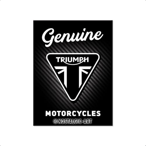 Nostalgic-Art Retro Kühlschrank-Magnet, 6 x 8 cm, Triumph – Genuine Motorcycles – Geschenk-Idee für Biker, Original Lizenzprodukt (OLP), aus Metall, Vintage Design | Original Triumph Lizenzprodukt (OLP), aus Metall, Vintage Design, Geschenk-Idee für Biker