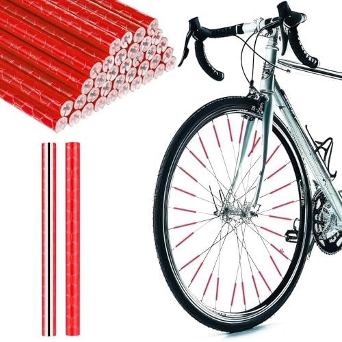 Abeillo 36Pcs Reflective Spoke Covers for Bicycle, 360° Visibility 2.9Inch Bike Spoke Reflectors for Night Riding, Bike Wheel Reflector Tube Reflective Spokes Skins Wheel Decoration Reflectors （Red）