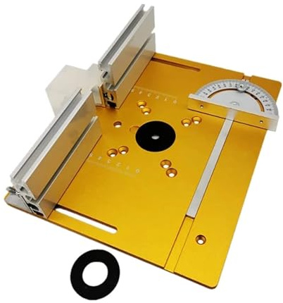 Placa De Inserción De Mesa Enrutador, Fresadora De Madera, Máquina De Recorte, Herramienta Auxiliar Con Calibre De Inglete Preciso Fácil(Gold)